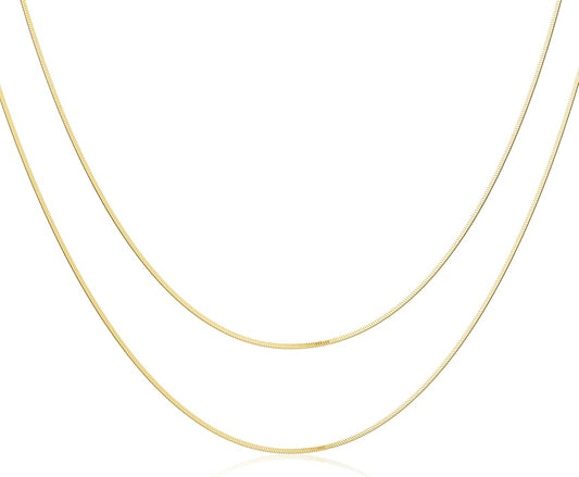 Freekiss Herringbone Necklace for Women,Dainty Gold Necklace,14k Gold Plated Snake,Gold Chain Choker Necklaces,Simple Gold Layered Necklaces,Gold Jewelry Gift for Women