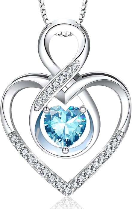 RIVIKO Infinity Heart Symbol Necklace for Women 925 Sterling Silver Love Heart Pendant Valentine's Day Mother's Day Anniversary Birthday Christmas Jewelry Gifts for Women Mom Wife Sister Her Friends