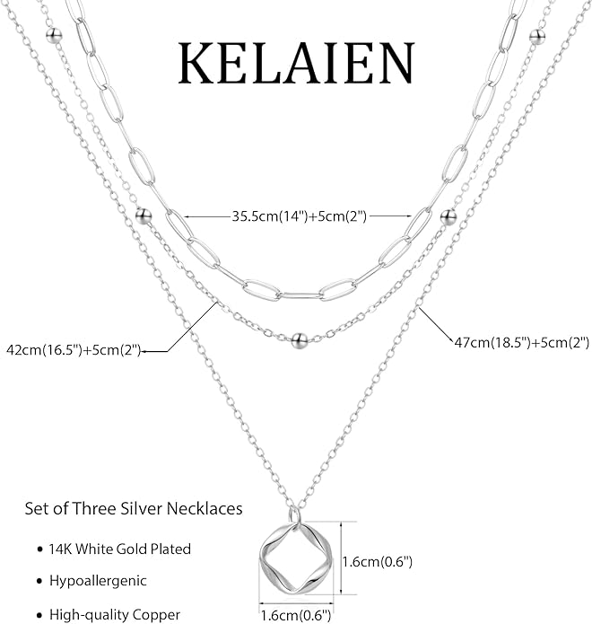 Layered Gold Silver Necklace for Women Non Tarnish,Dainty Choker Statement Chunky Necklace Stack Charm Pendant Chain Necklace Set 14K Gold Plated Long Stacked Womens Necklaces Trendy Jewelry Gift