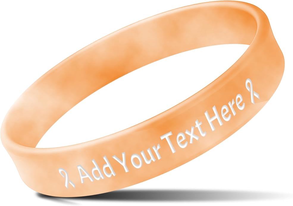 Custom Rubber Bracelets with Text Logo Clipart Customizable Bracelet Personalized 1/2 Inch Silicone Wristbands for Awareness, Events, Support, Promotions
