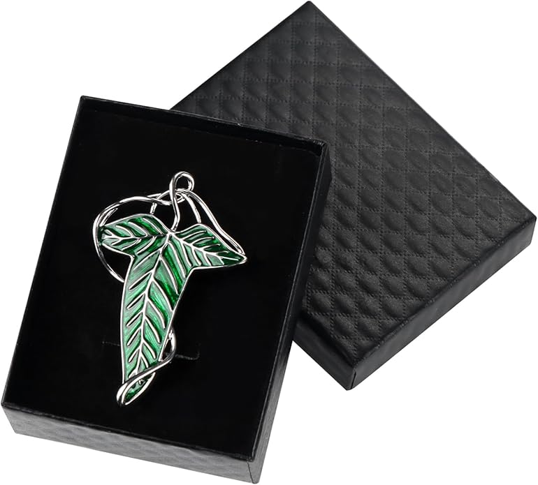 EKZ Elegance Elven Green Tree Leaf Enamel Pin,Cloak Clasp Brooches Elven Keepsake Pin for Luck and Mystery – Perfect for Christmas Festive Attire and Cosplay Jewelry