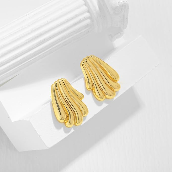 Irregular Gold Stud Earrings for Women Hammered Silver Stud Earrings Statement Geometric Earrings Vintage Gold Earrings