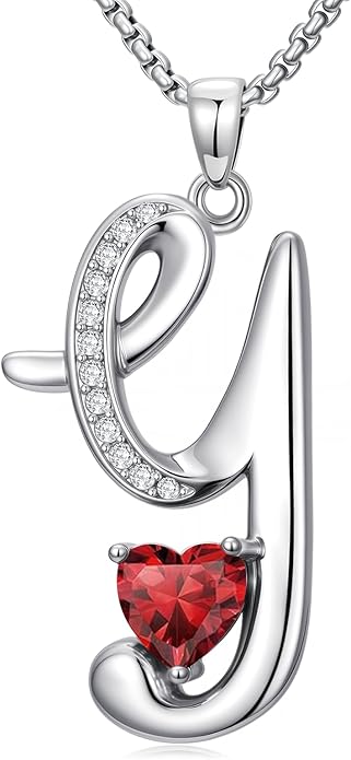 Christmas Gifts for Women Alphabet A to Z Initial Birthstone Pendant Necklaces for Women - 18k White Gold Plated Personalized Name Jewelry Valentine Mothers Day Birthday Gifts for Women Her Girlfriend