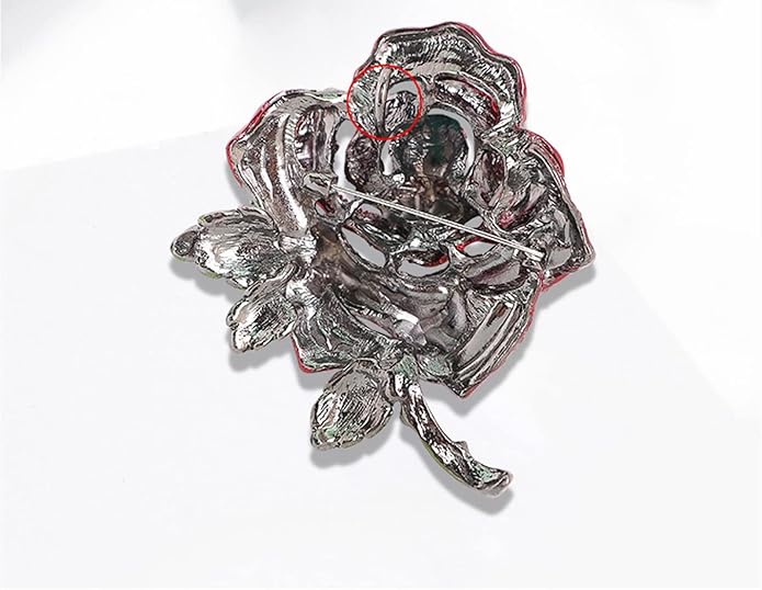 Premium Rose Flower Brooch for Women Red Blue Rhinestone Crystal Rose Brooch Big Flower Lapel Pin Clothing Hat Bag Accessories Wedding Valentine's Day Christmas Jewelry