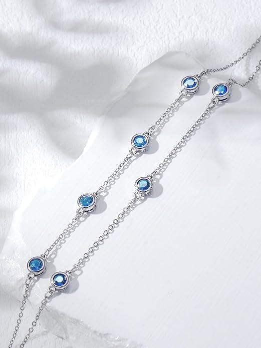 Dorunmo Birthstone Anklet Bracelets for Women 925 Sterling Silver Birthday Mother's Day Jewelry Gifts for Wife Mother Her