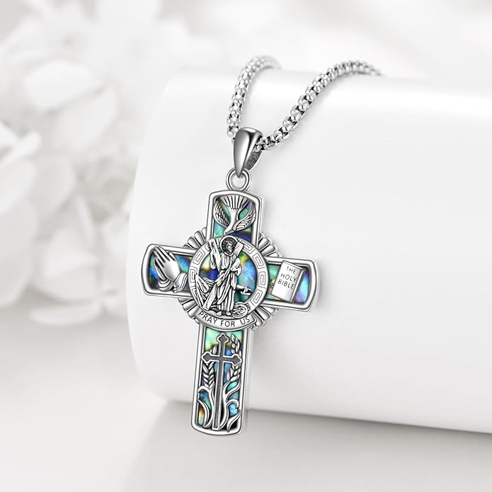 YFN Patron Saint Necklace Sterling Silver Amulet Medal Pendant Religious Protector Jewelry Gifts for Women Men
