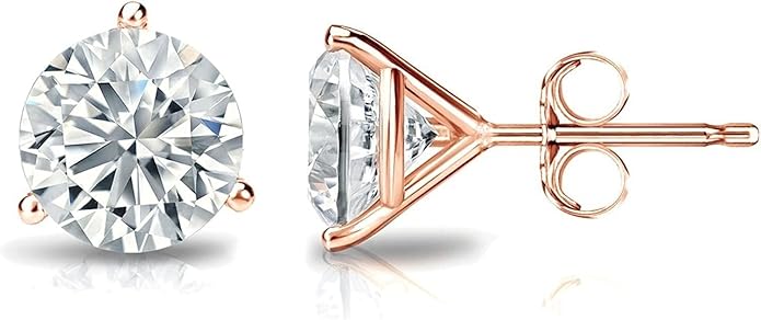 The Diamond Deal IGI Certified .50ct to 5.00 Carat Round Brilliant Lab-Grown Diamond 3-Prong Stud Earrings in 14k Yellow, White or Rose Gold With Push Back Closure