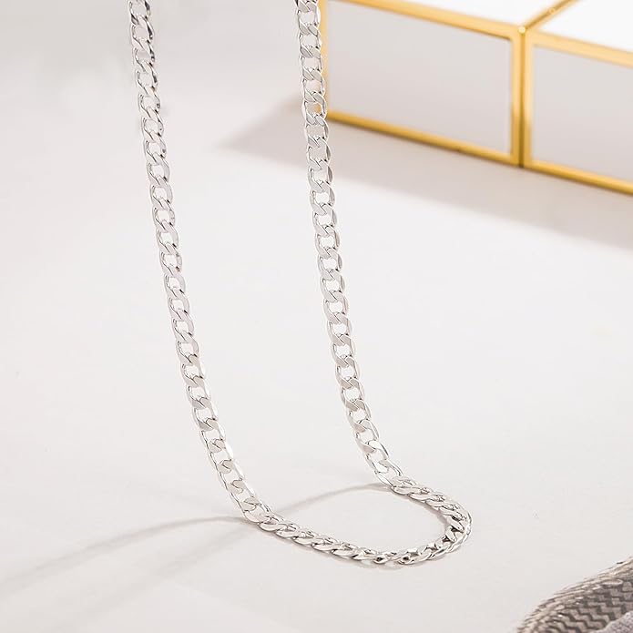 Dankadi Men 925 Sterling Silver Necklace 3-4-5MM Italy Diamond Cut Cuban Link Chain 16 "17" 18 "19" 20 "22" 24 "26" 28 "30" Fine Jewelry Gifts For Women