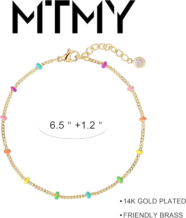 MTMY Gold Chain Bracelet for Women 14K Gold Plated Dainty Bracelets with Adjustable Chain Cute Bracelet Gold Trendy Jewelry