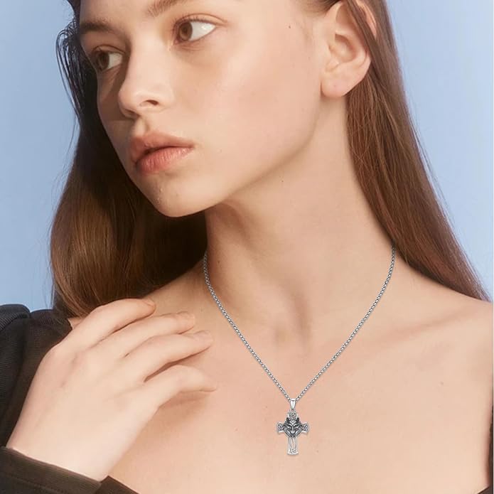 YEESIA Cross Necklace for Men Women 925 Sterling Silver Christian Pendant Religious Jewelry Gift for Men Women.