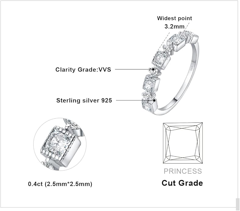 JewelryPalace 14K Gold Plated 925 Sterling Silver Rings for Women, Cubic Zirconia Promise Rings for Her, Stackable Wedding Bands Rings for Women Set Size 4-12