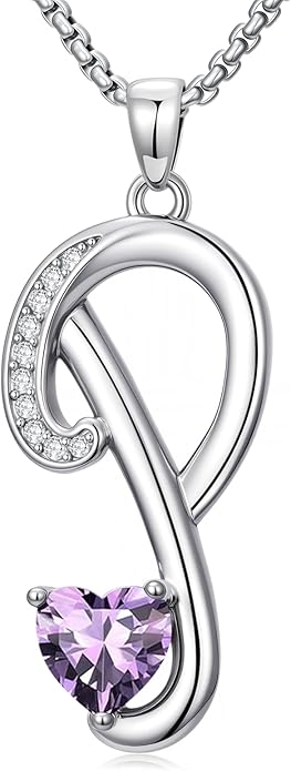 Christmas Gifts for Women Alphabet A to Z Initial Birthstone Pendant Necklaces for Women - 18k White Gold Plated Personalized Name Jewelry Valentine Mothers Day Birthday Gifts for Women Her Girlfriend