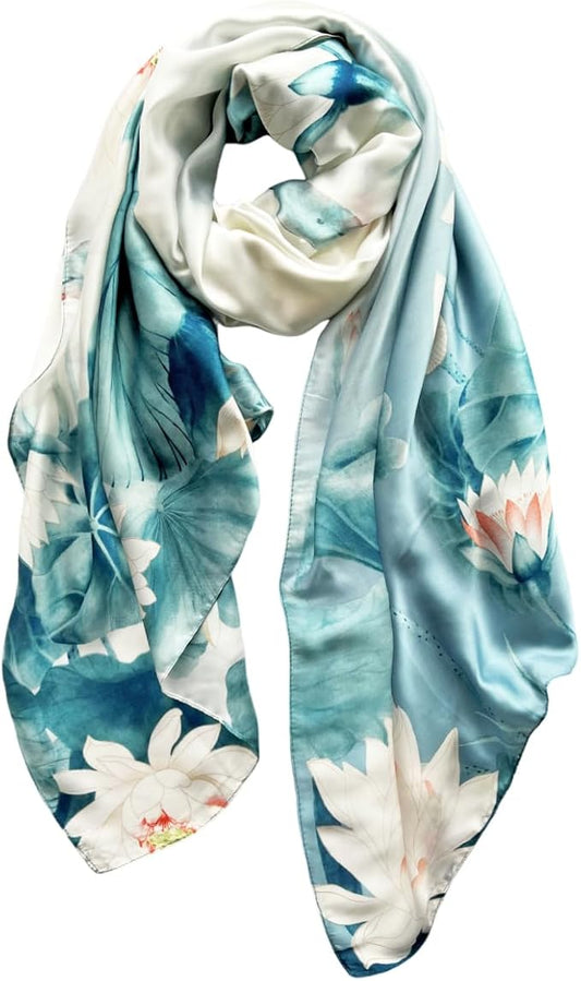 Long Silk Like Scarf Lightweight Satin Scarves Large Sunscreen Shawl Wrap for Women