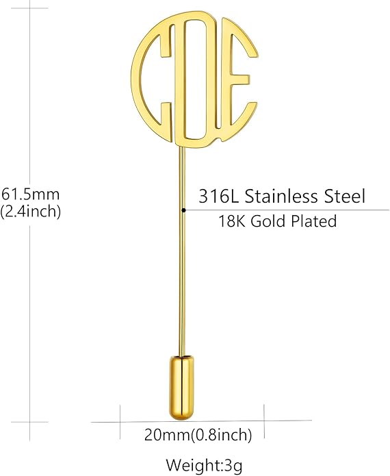 Custom4U Custom Name Pin Personalized Brooch Pins for Women Men Stainless Steel Name Tag with Letters/Initials - Silver/Gold/RoseGold/Black Customized Jewelry Gifts for Birthday Wedding Business Party
