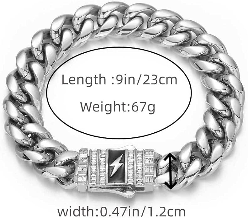 18K Gold Bracelet Cuban Chain Cold 18K Gold Hip Hop Miami Solid Cuban Chain Bracelet Men's Mosan Diamond Buckle Men's Gift