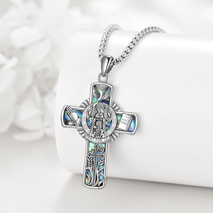 YFN Patron Saint Necklace Sterling Silver Amulet Medal Pendant Religious Protector Jewelry Gifts for Women Men