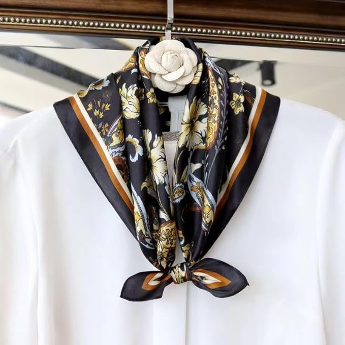 ANDANTINO 100% Mulberry Silk Scarf -21” Lightweight Square Neckerchief – Breathable Digital Printed Scarves with Gift Packed