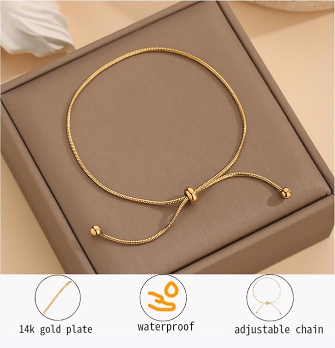 Ankle Bracelets for Women Waterproof Adjustable Stainless Steel Chain Anklet Bracelet for Women Vintage Fashion Simple Thin Chain Anklet Female Foot Summer Beach Jewelry Gift