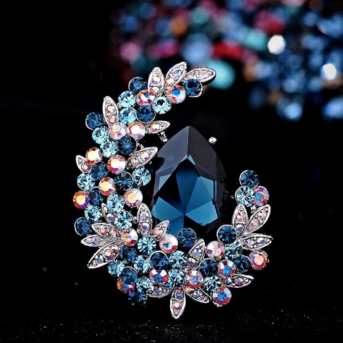 Soumimi Rhinestone Brooch Pin Crystal Brooches for Women Lapel Pin Dress Accessories Birthday Christmas Gift for Wife Mom