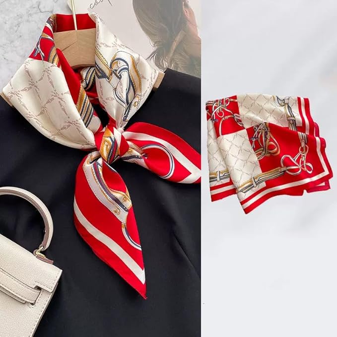 ANDANTINO 100% Mulberry Silk Square Scarf for Hair-25.6" X25.6'' Women Men Natural Silk Neckerchief Digital Printed Headscarf
