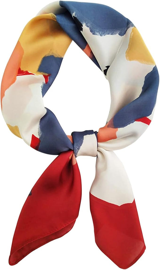 kcctoo 27.5" Mulberry Silk Feeling Head Scarf Women's Fashion Square Neck Satin Scarfs for Bag Hair Scarves Gift