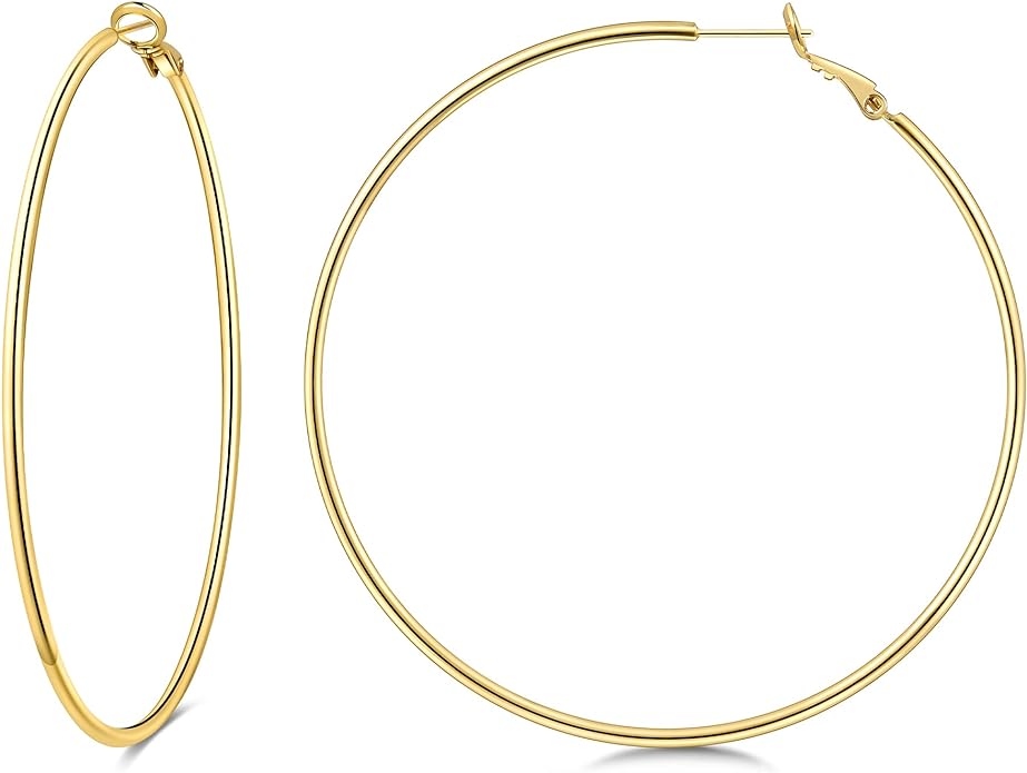 Gacimy Gold Hoop Earrings for Women 14K Gold Plated, 925 Sterling Silver Post Hypoallergenic Earrings Hoops for Women