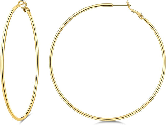 Gacimy Gold Hoop Earrings for Women 14K Gold Plated, 925 Sterling Silver Post Hypoallergenic Earrings Hoops for Women