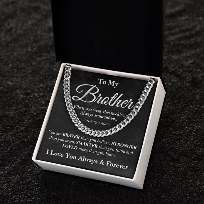 KOLMALK Brother Necklace - Cuban Link Chain Necklace for Men, To My Brother Gift from Sister for Birthday, Anniversary or Christmas