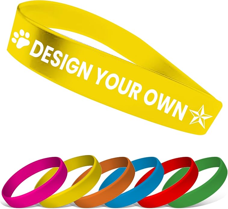 USMG Custom One Color Print Rubber Bracelets Silicone Wristbands - Add a Message - Personalized for Motivation, Events, Support, Fundraisers