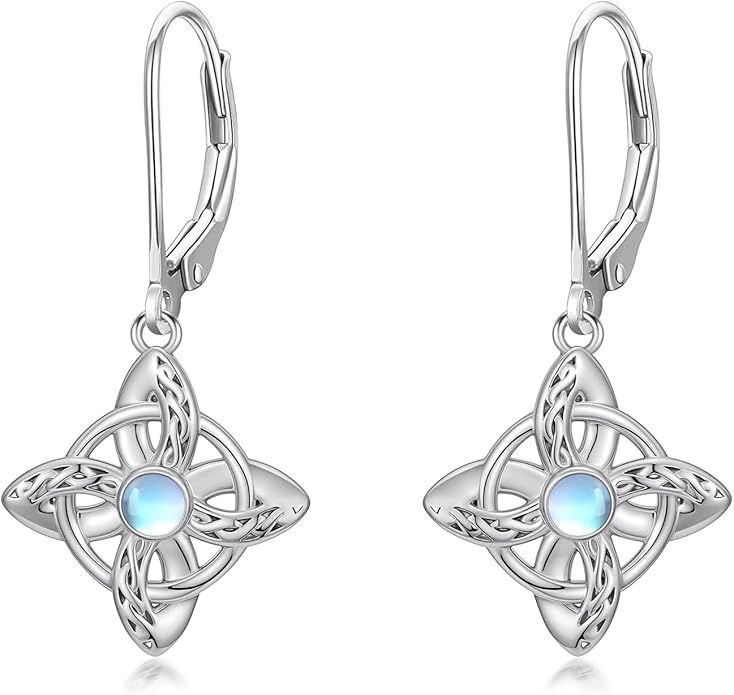 JUSTKIDSTOY Witches Knot Earrings for Women 925 Sterling Silver Nudo De Bruja Dangle Leverback Earrings Celtic Jewelry Halloween Birthday Gift