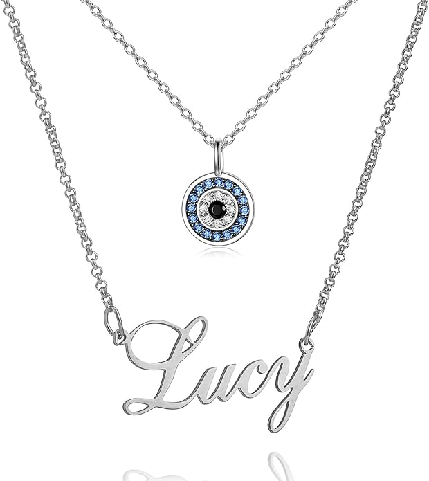 PEIMKO Evil Eye Necklace for Women 925 Sterling Silver Greek Protection Evil Eye Necklaces Jewelry Amulet Gift for Women