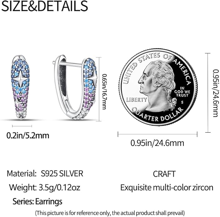 925 Sterling Silver Women Earrings, Sparkling Star and Moon Earrings, Various Hypoallergenic Earrings, Best Gift for Women