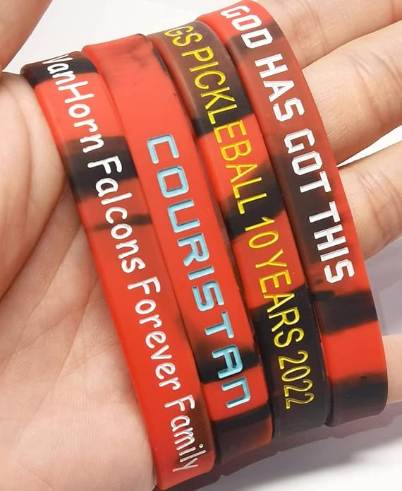 50 Custom Rubber Bracelets Personalized Silicone Wristbands Customized Bulk for Events, Support, Wedding, Awareness, Motivation Customizable