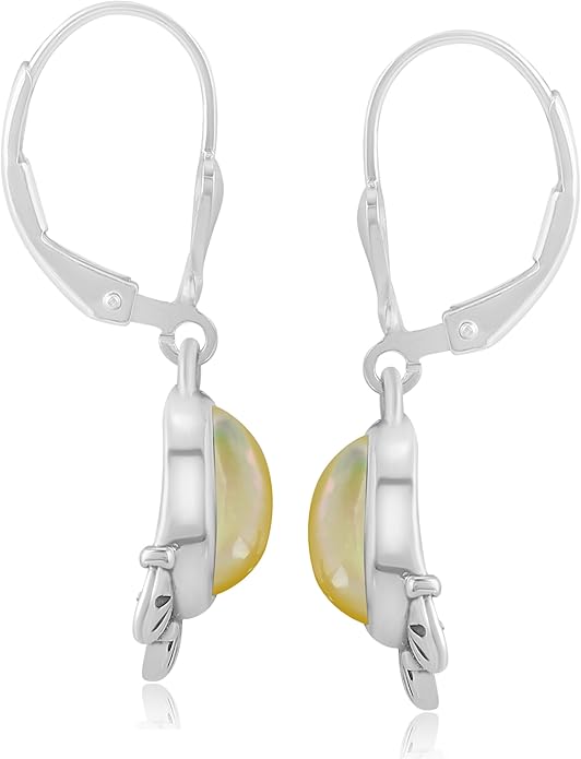 American West Jewelry Sterling Silver and Pear Shape Genuine Gemstone Fan Lever Back Earrings