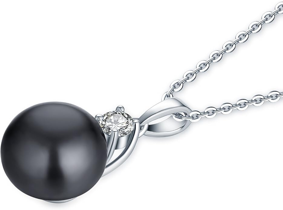 925 Sterling Silver Freshwater Cultured Pearl Pendant Necklace JO WISDOM Jewelry for Women,Girls