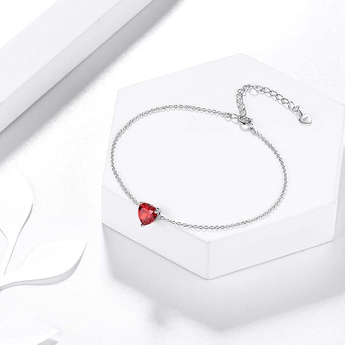 Aurora Tears 925 Sterling Silver 12 Birthstone Hearts Jewelry Women Crystal Wedding/Engagement/Bridal Heart Necklace/Earring/Ring/Bracelet Sets Jewellery