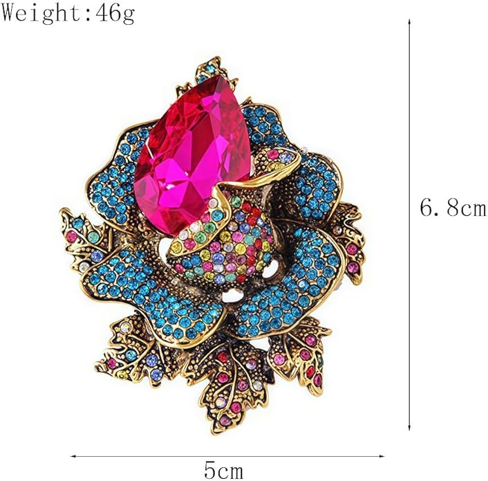 Rhinestone Flower Brooch For Women Crystal Rose Flower Brooch Pin Big Size Rhinestone Crystal Flowers Broochs Stylish Rhinestone Rose Flowers Pin Elegant Clothing Hat Bag Accessories
