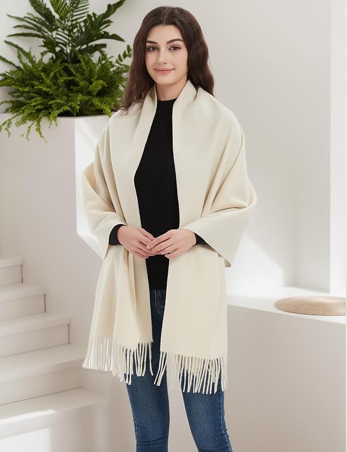 Novawo Wool Shawl Large Thick Pashmina Travel Blanket Scarf Winter Wraps for Women