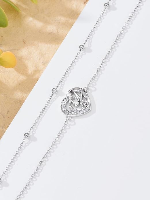 Dorunmo Initial Anklet 925 Sterling Silver Letter A-Z Layered Heart Anklet Beach Jewelry Birthday Gifts for Women
