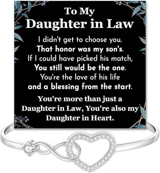 To My Beautiful Daughter In Law Bracelet From Mother-In-Law, Daughter In Law Birthday Gifts, Infinity Star Heart Bracelet For Her With Heartfelt Message Card & Elegant Box, Bonus Daughters Bracelets