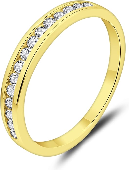 YL Stackable Rings 925 Sterling Silver Halo Birthstone Eternity Bands Jewelry for Women