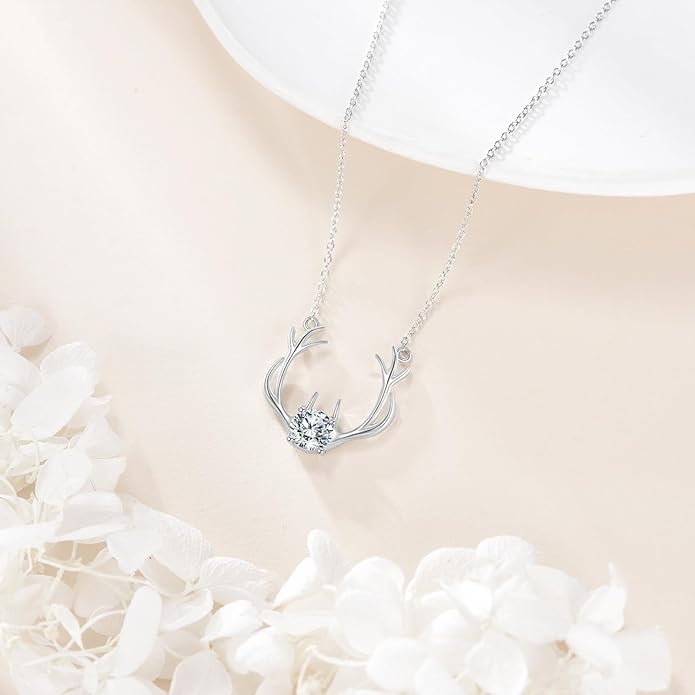 Moissanite Necklace for Women 925 Sterling Silver Eternal Pendant 1ct Lab Diamond Necklace Jewelry Gifts for Wife Girlfriend Mom