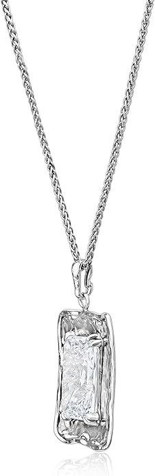 JEAN RACHEL JEWELRY 925 Sterling Silver Necklace for Women - Octagon Cubic Zirconia Prong-set Vintage Design - Hypoallergenic, Lead & Nickel Free Jewelry - Artisan Handcrafted Statement Necklace