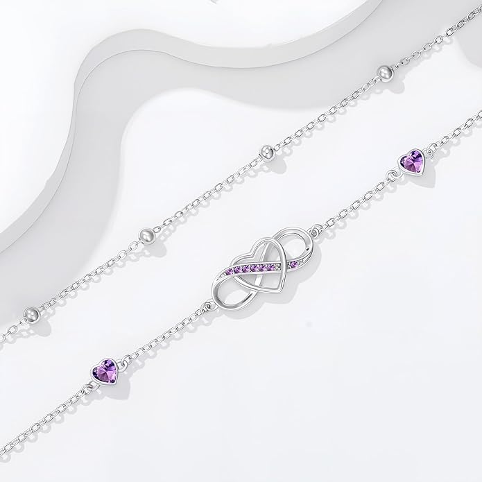 Anklet for Women 925 Sterling Silver Double Infinity Ankle Bracelet Waterproof Summer Jewelry Anniversary Birthday Gifts for Her