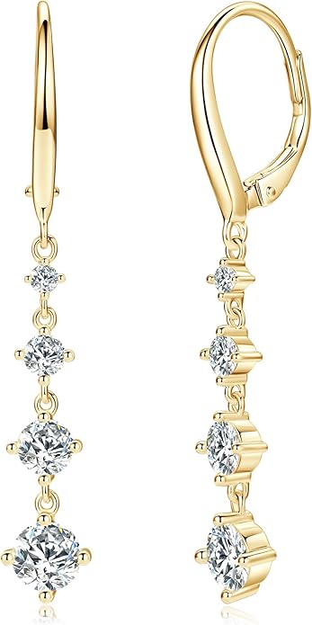 Moissanite Drop Dangle Earrings for Women 925 Sterling Silver Leverback Earring D-E Color VVS1 Clarity Hypoallergenic Jewelry Promise Birthday Christmas with Certificate