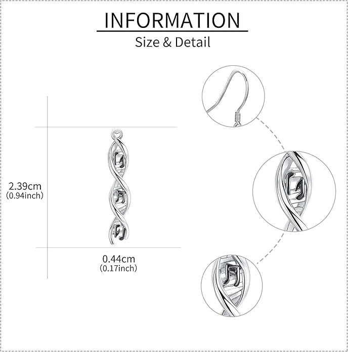 DNA Music/DNA/Piano/Moth/Sunflower/Trumpet Earring 925 Sterling Silver Astronaut/Raccoon/Moth/Sunflower Jewelry for Women