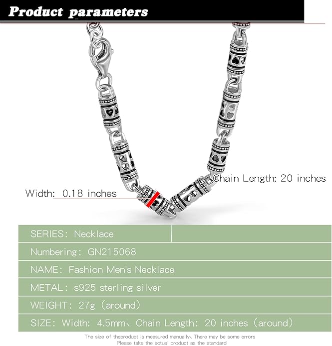 Dankadi Vintage Chic 4.5mm Curb Mens Necklace -925 Sterling Silver Cylindrical Box Chain Italy Jewelry -Neck Link Chains For Man Women 20" 22" 24" inch