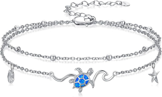 Anklet for Women 925 Sterling Silver Double Infinity Ankle Bracelet Waterproof Summer Jewelry Anniversary Birthday Gifts for Her