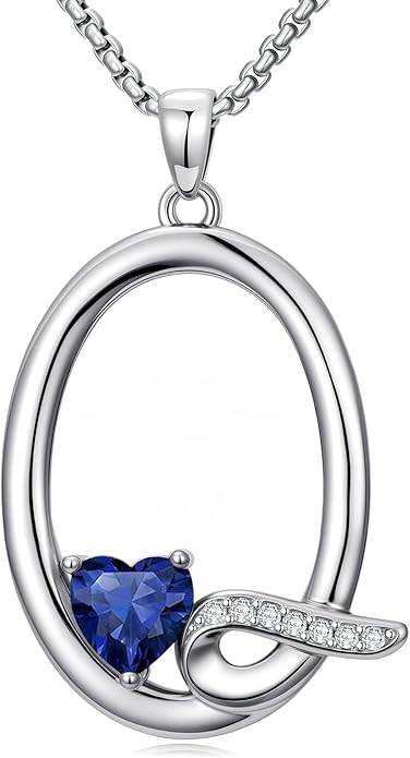 Christmas Gifts for Women Alphabet A to Z Initial Birthstone Pendant Necklaces for Women - 18k White Gold Plated Personalized Name Jewelry Valentine Mothers Day Birthday Gifts for Women Her Girlfriend