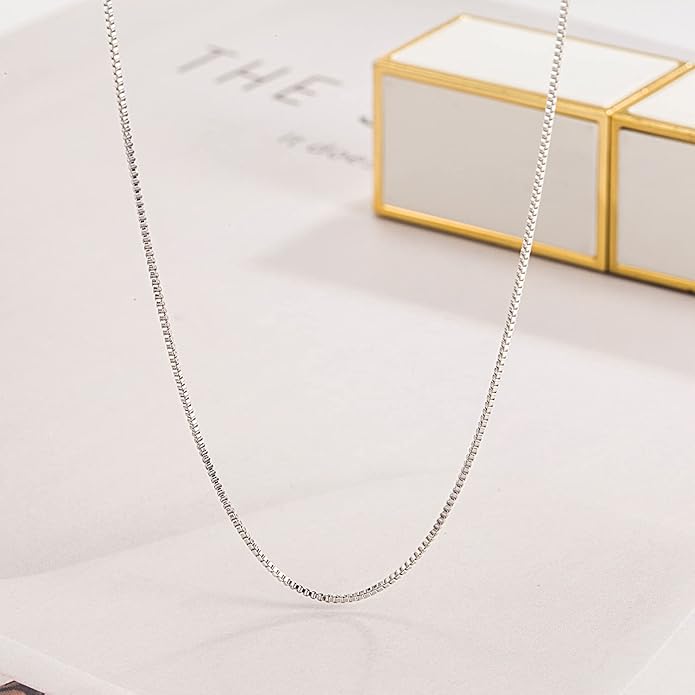 Dankadi Italian 925 Sterling Silver Necklace For Women 0.9mm Box Chain 1.3mm Rolo Chain O-Chain Lobster Claw Clasp - Pendant Chain - 16 "18" 20 "22" 24 "26" Jewelry Gift
